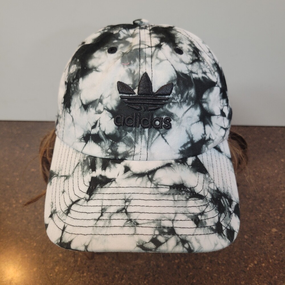 adidas Originals Baseball Cap Womens Black White Tie Dye Relaxed Strapback Hat